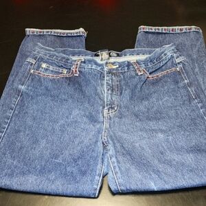 Venezia Jeans w/red rhinestone embellishments Sz 14 Ankle Jeans